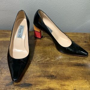 Vintage Diane B.  Milano Black With Color Block Heels Size 37.5 (7.5)